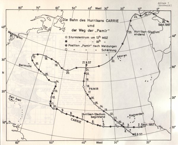 Kurs der Pamir und des Hurrikans Carrie (aus dem besprochenen Band)