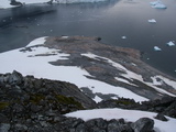 Blick vom Gipfel von Cuverville Island